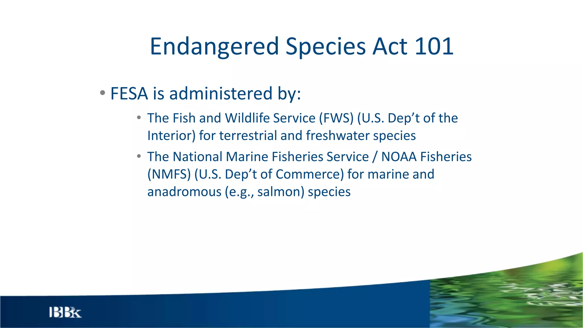 The Federal Endangered Species Act | PPTX