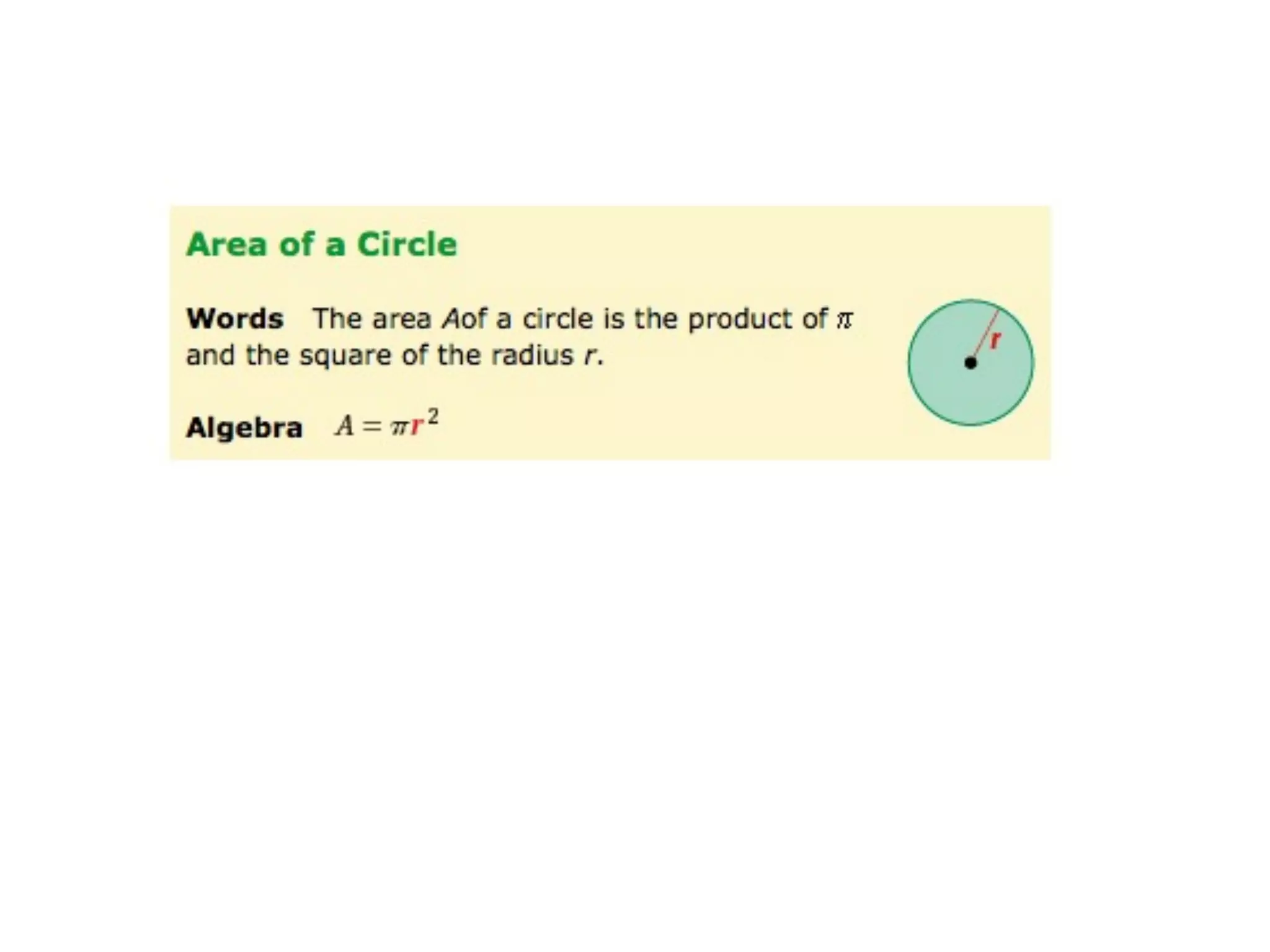 10.4 area and circumference of a circle