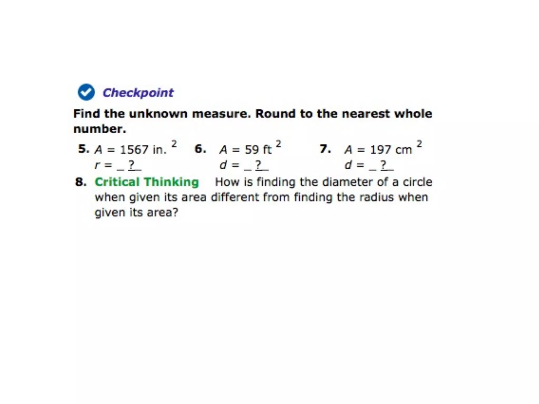 10.4 area and circumference of a circle