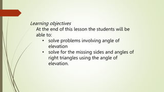 angle of depression and angle of elevation | PPTX
