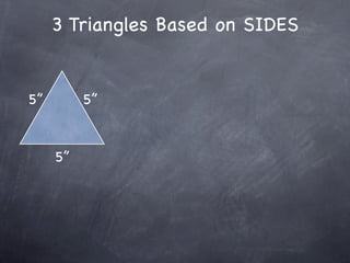 3 Triangles Based on SIDES


5”        5”



     5”
 