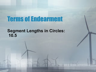 Terms of Endearment
Segment Lengths in Circles:
10.5
 