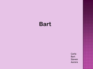 Bart




       Carla
       Bart
       Steven
       Aurora
 