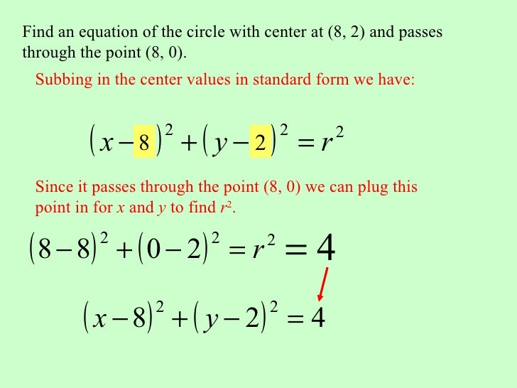 10 7 writing and graphing circles circle equation standard form