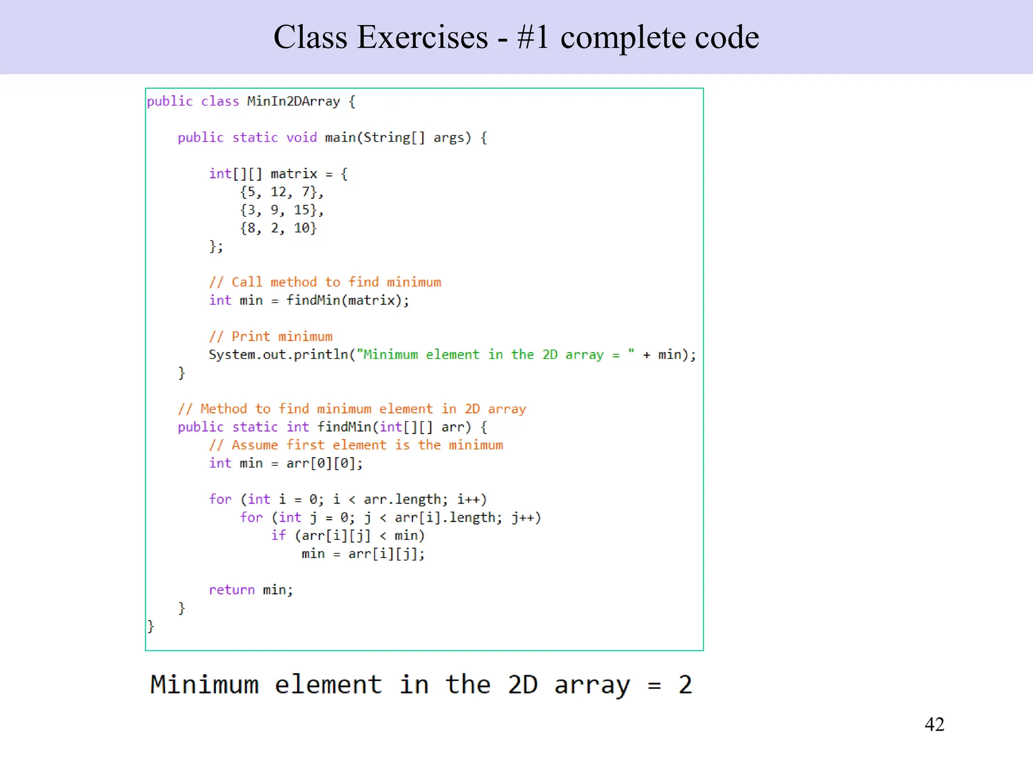 42
Class Exercises - #1 complete code
 