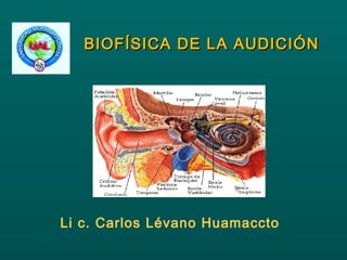 BIOFÍSICA DE LA AUDICIÓN




Li c. Carlos Lévano Huamaccto
 