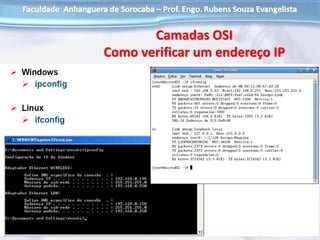 Camadas OSI
Como verificar um endereço IP
 