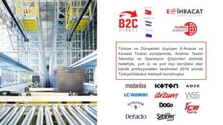 Türkiye ve Dünyadaki büyüyen E-İhracat ve
Küresel Ticaret süreçlerinde, Anahtar Teslim
Teknoloji ve Operasyon Çözümleri ür...