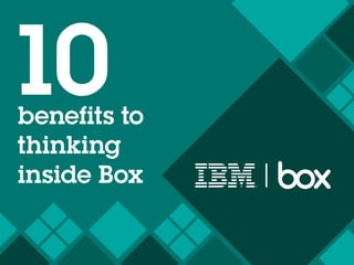 10benefits to
thinking
inside Box
 