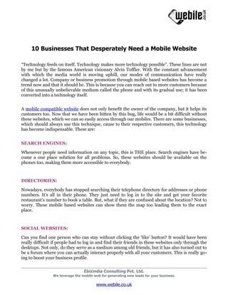 10 Businesses That Desperately Need a Mobile Website