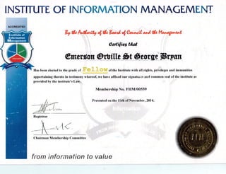 IIM Certificate - Professional Fellow