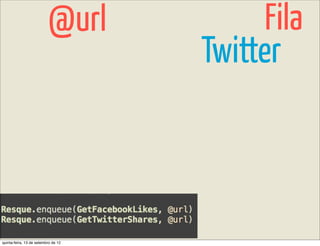 @url             Fila
                                     Twitter



quinta-feira, 13 de setembro de 12
 