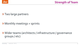 Strength ofTeam
»Two large partners
»Monthly meetings + sprints
»Wider teams (architects / infrastructure / governance
groups / etc)
10/12/2015 DataVault - Pitch 3 9
 