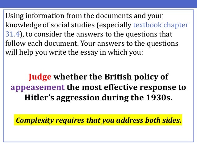 appeasement essay questions