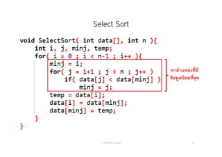 Select Sort
อ. กิตตินันท์ น้1อยมณี 48
หาตําแหน่งที่มี
ข้อมูลน้อยที่สุด
 