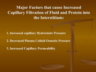 Major Factors that cause Increased
Capillary Filtration of Fluid and Protein into
               the Interstitium:


1. In...