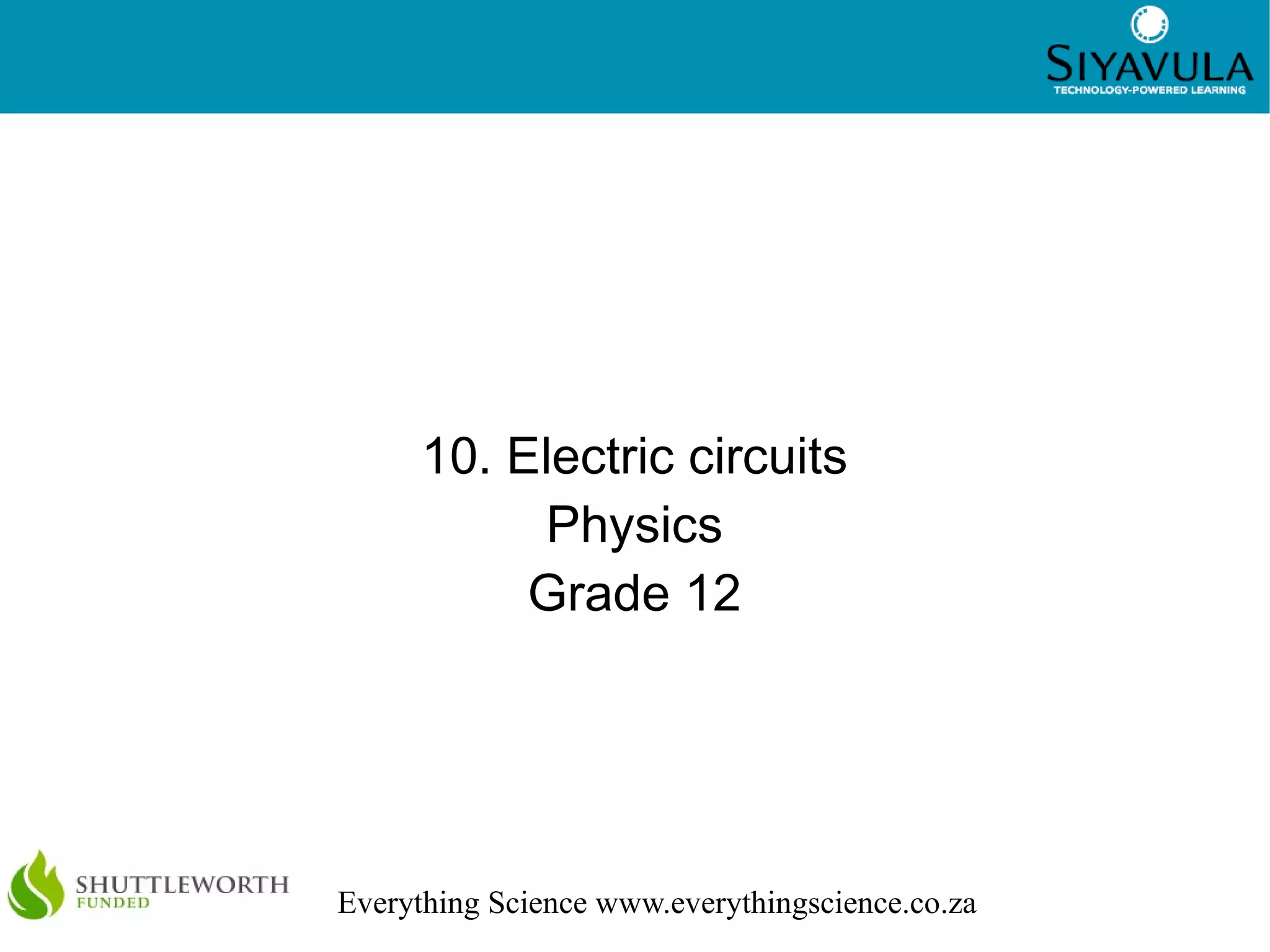 Electric circuits grade 12 PPT