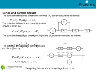 3
Everything Science www.everythingscience.co.za
Series and parallel circuits
The equivalent resistance of resistors in se...