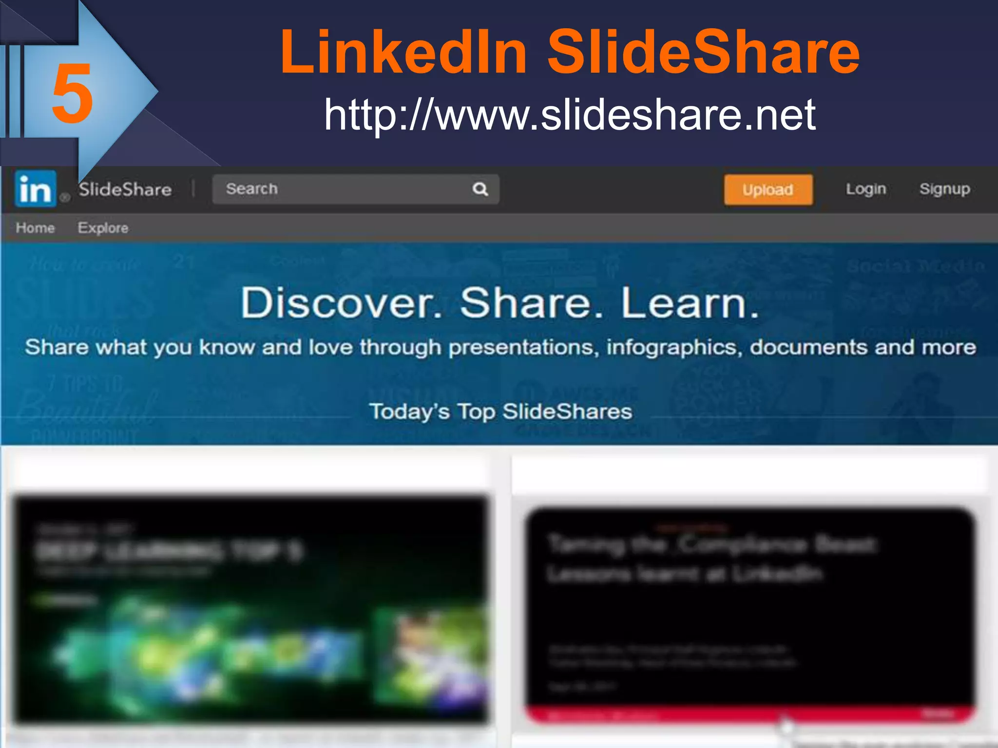 5
LinkedIn SlideShare
http://www.slideshare.net
 