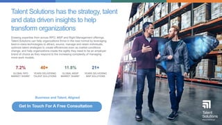 Drawing expertise from across RPO, MSP and Right Management offerings,
Talent Solutions can help organizations thrive in t...