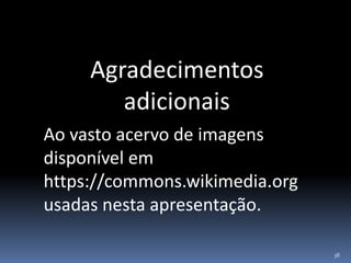 38
Agradecimentos
adicionais
Ao vasto acervo de imagens
disponível em
https://commons.wikimedia.org
usadas nesta apresentação.
 