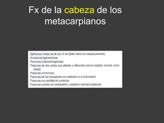 Fx de la cabeza de los
metacarpianos
 