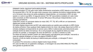 GROUND SCHOOL AW-139 – SISTEMA MOTO-PROPULSOR
PRIMARY DATA / BACKUP DATA INDICATIONS
Os termocouplers ITT de cada motor estão diretamente conectados à EEC lateral e à sua MAU.
Os sensores NG e TQ / NF de cada motor possuem dois coletores de bobina independentes cada
um e fornecem dois sinais de saída analógicos independentes, um conectado à EEC do lado
oposto e o outro à sua MAU. O segundo sensor TQ / NF (secundário) instalado em cada motor
está conectado ao EEC transversal. O sensor NR possui três pickups independentes e uma
interface semelhante.
Cada EEC produz os principais dados do motor (NG, ITT, TQ, NF) e NR em um barramento
digital para ambas as MAUs.
Os dados digitais disponíveis da EEC são selecionados por padrão para exibição no MFD (fonte
de dados primária); Caso qualquer dado digital primário do motor não esteja disponível na EEC, a
entrada analógica correspondente do sensor para a MAU é selecionada automaticamente para
exibição (fonte de dados de backup). Se a comunicação de bus digital de dados do motor
primário for perdida, a mensagem de aviso de DATA de 1 (2) EEC é exibida no CAS.
Os dados de backup também podem ser selecionados manualmente para exibição, marcando a
caixa de seleção Analógico no menu da página POWER PLANT.
Quando a fonte de dados de backup é selecionada para exibição, a indicação PI não é
computada:
O ponteiro PI é removido e a leitura digital mostra traços âmbar.
Em caso de falha de um parâmetro analógico, a mensagem de aviso ENG ANALOG FAILURE
será gerada na janela de CAS.
 