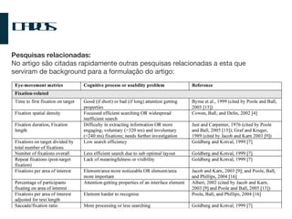 Dados Pesquisas relacionadas: No artigo são citadas rapidamente outras pesquisas relacionadas a esta que serviram de background para a formulação do artigo: 
