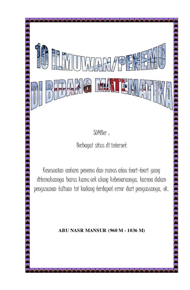 10 Ilmuwan Penemu Di Bidang Matematika