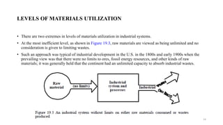 LEVELS OF MATERIALS UTILIZATION
• There are two extremes in levels of materials utilization in industrial systems.
• At th...
