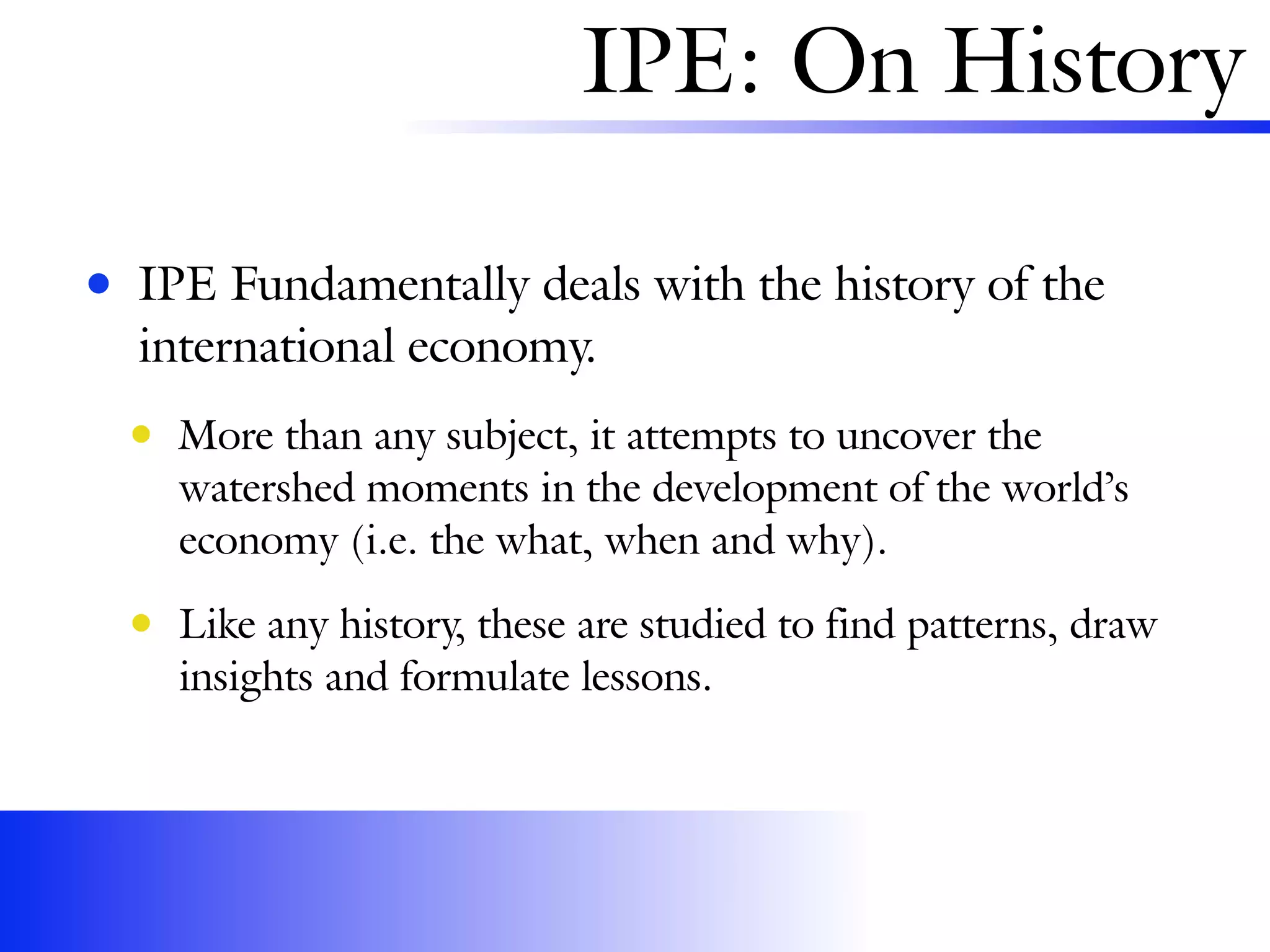 International Political Economy (Integration)