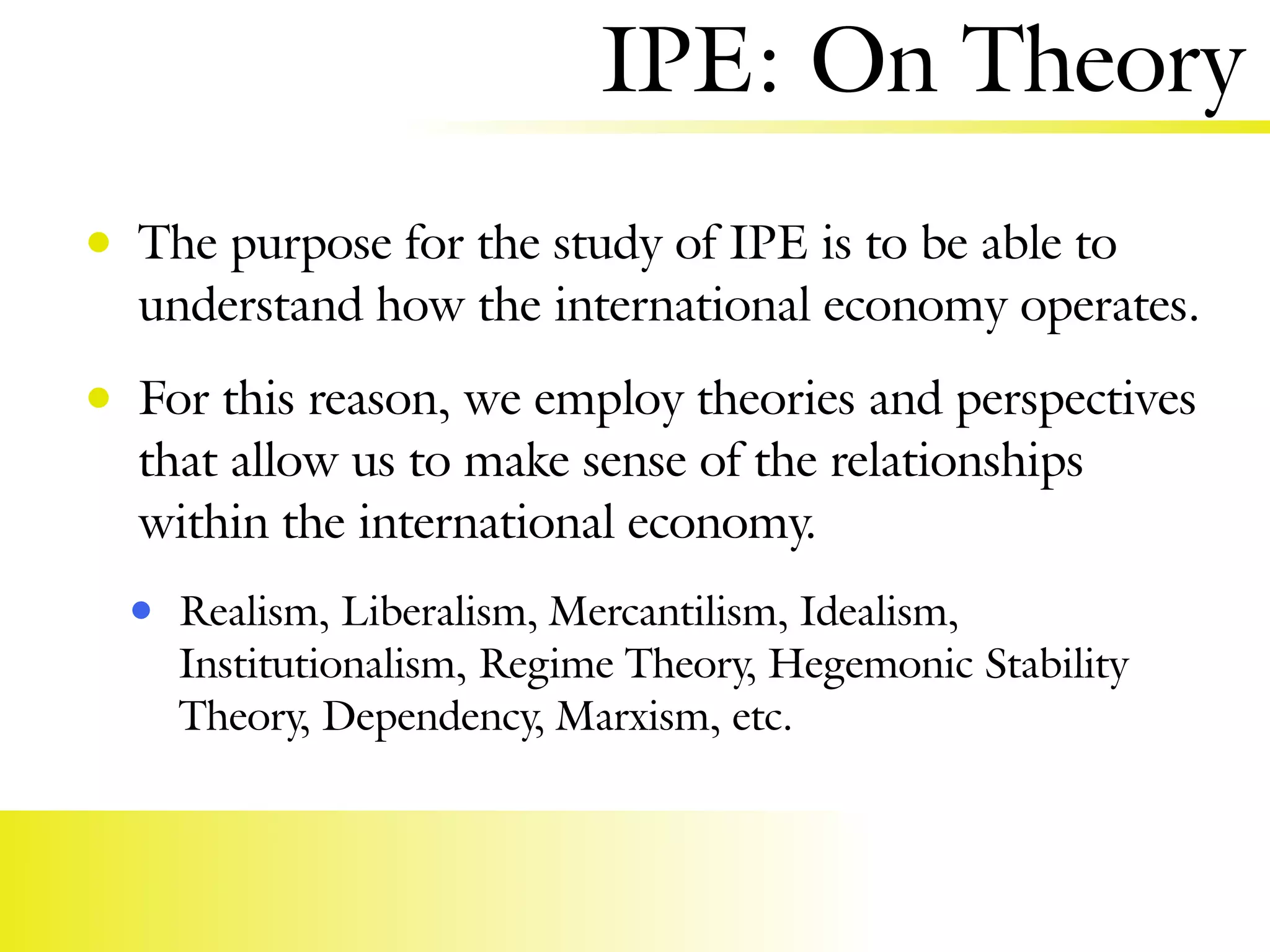 International Political Economy (Integration)