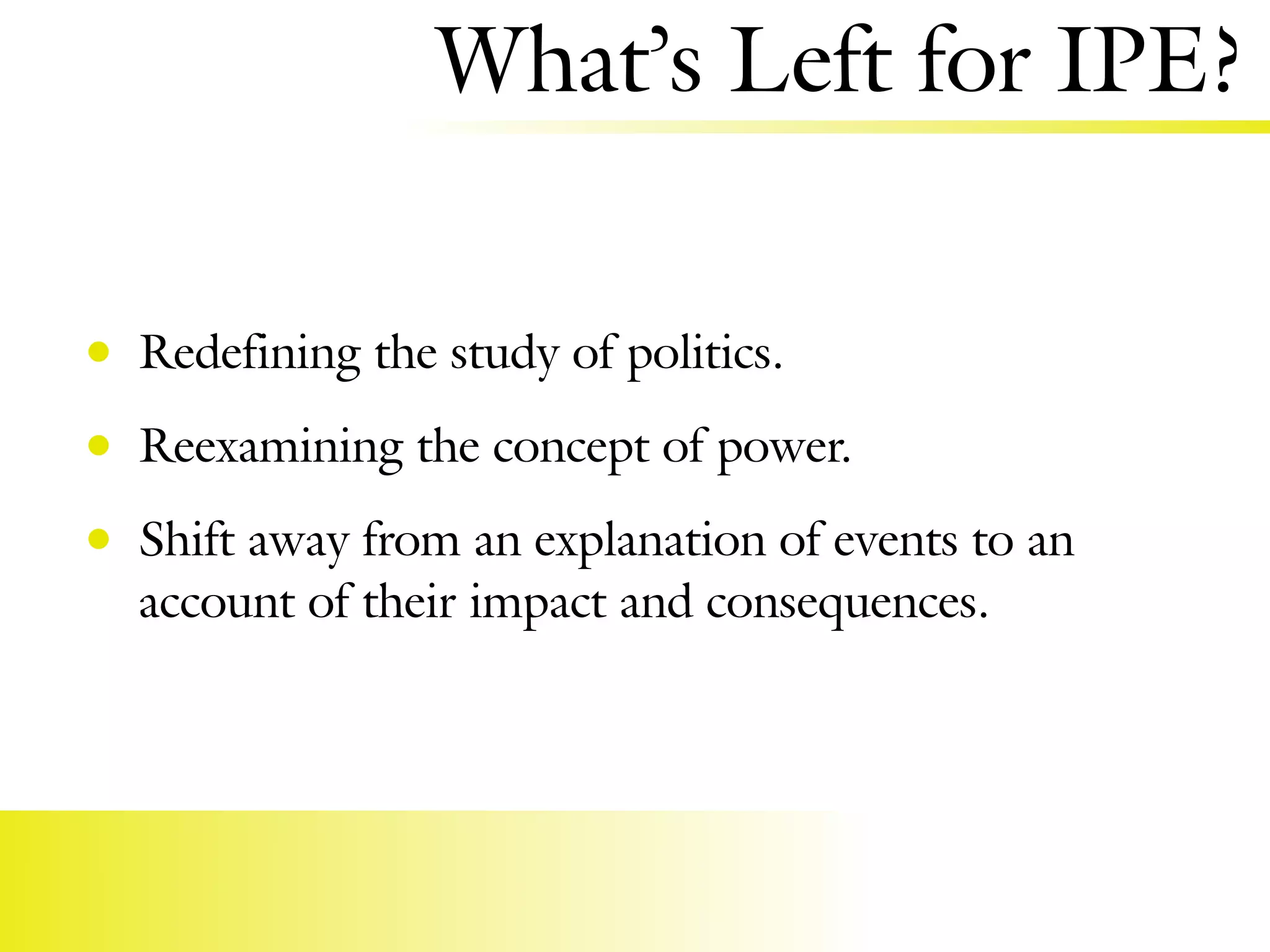 International Political Economy (Integration)