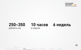 38
Об агентстве
Привлечение
людей Найм Интеграция АкадемияОбучение Будущее
250–350
рублей в час
10 часов
в неделю
6 недель
 