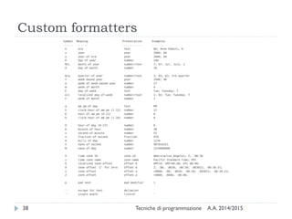 Custom formatters
A.A. 2014/2015Tecniche di programmazione38
 