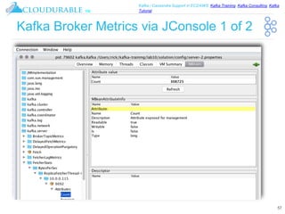 ™
Kafka / Cassandra Support in EC2/AWS. Kafka Training, Kafka Consulting, Kafka
Tutorial
Kafka Broker Metrics via JConsole 1 of 2
57
 