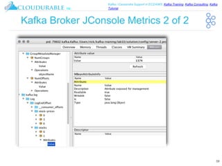 ™
Kafka / Cassandra Support in EC2/AWS. Kafka Training, Kafka Consulting, Kafka
Tutorial
Kafka Broker JConsole Metrics 2 of 2
58
 