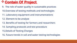 Establishment of Soil & Water Testing Laboratory | PPTX