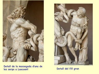 Detall de la mossegada d’una de
les serps a Laocoont              Detall del fill gran
 