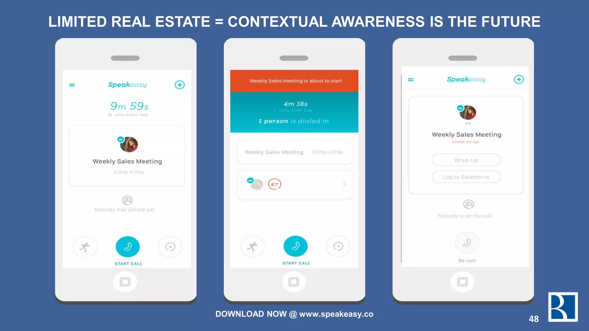 LIMITED REAL ESTATE = CONTEXTUAL AWARENESS IS THE FUTURE
DOWNLOAD NOW @ www.speakeasy.co
48
 