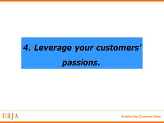 4. Leverage your customers’
        passions..




                      Architecting Customer Value
 