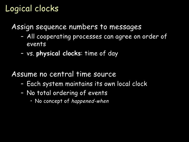 Logical Clocks (Distributed computing)