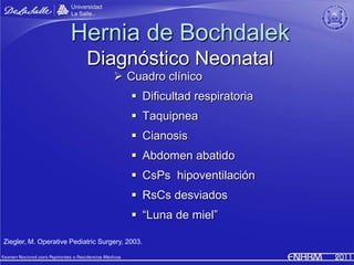Hernia de Bochdalek
                           Diagnóstico Neonatal
                                     Cuadro clínico
 ...