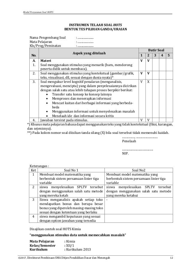 Modul Penyusunan Soal Hots Tahun 2017