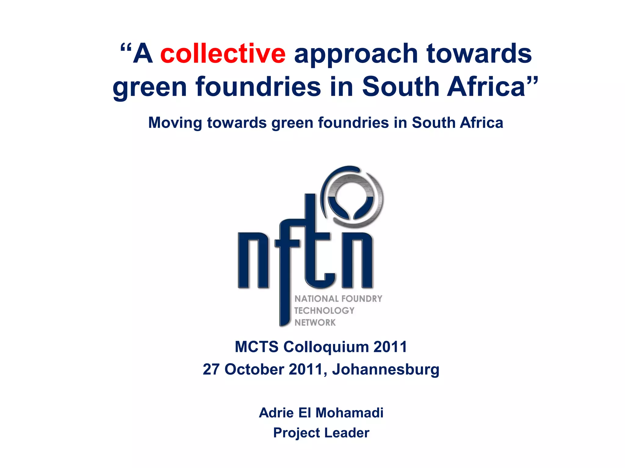 NFTN - collective approach towards green foundries in South Africa | PDF