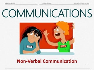 1
|
Non-Verbal Communication
Communications
MTL Course Topics
COMMUNICATIONS
Non-Verbal Communication
 