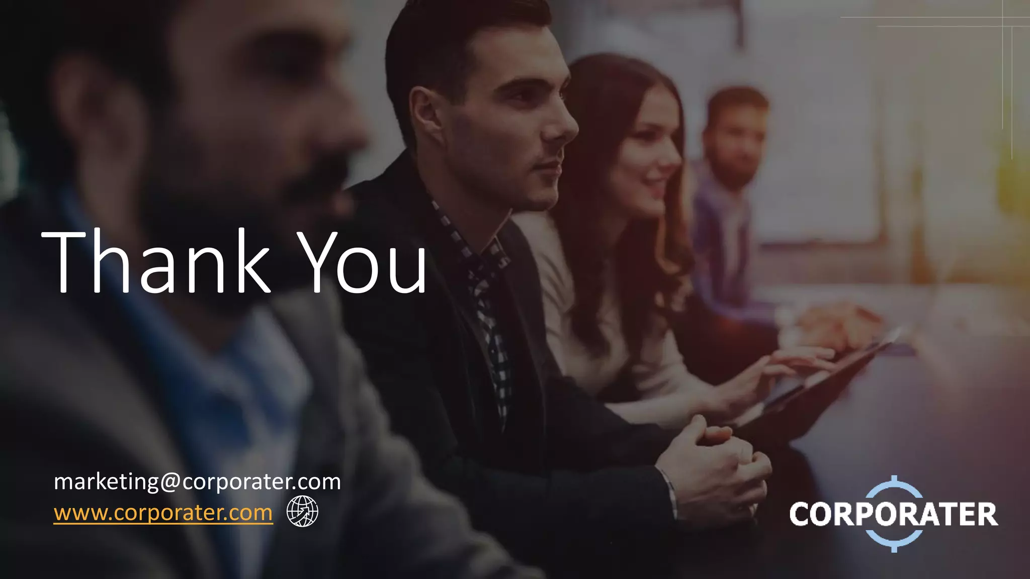 Thank You
marketing@corporater.com
www.corporater.com
 