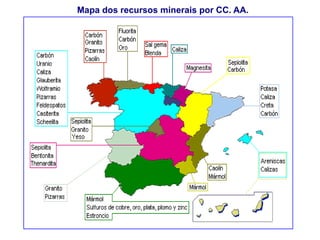 Mapa dos recursos minerais por CC. AA. 