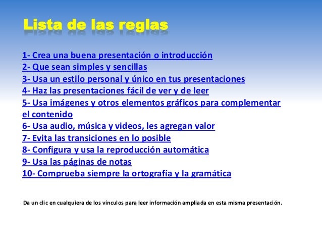 Normas para usar diapositivas Normas para usar diapositivas