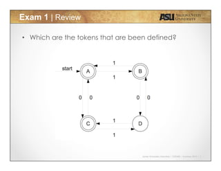 Javier Gonzalez-Sanchez | CSE340 | Summer 2015 | 3
Exam 1 | Review
•  Which are the tokens that are been defined?
 